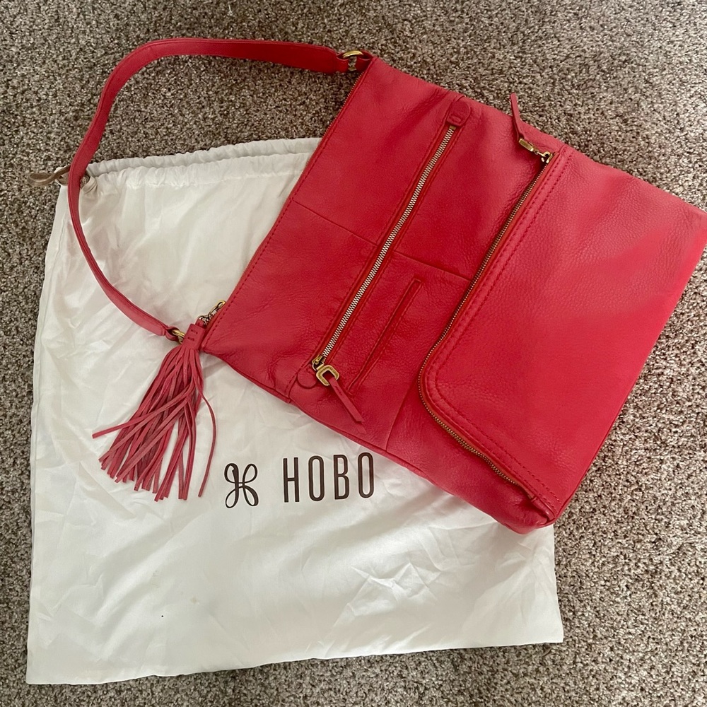 Beautiful Red Leather HOBO Bag
